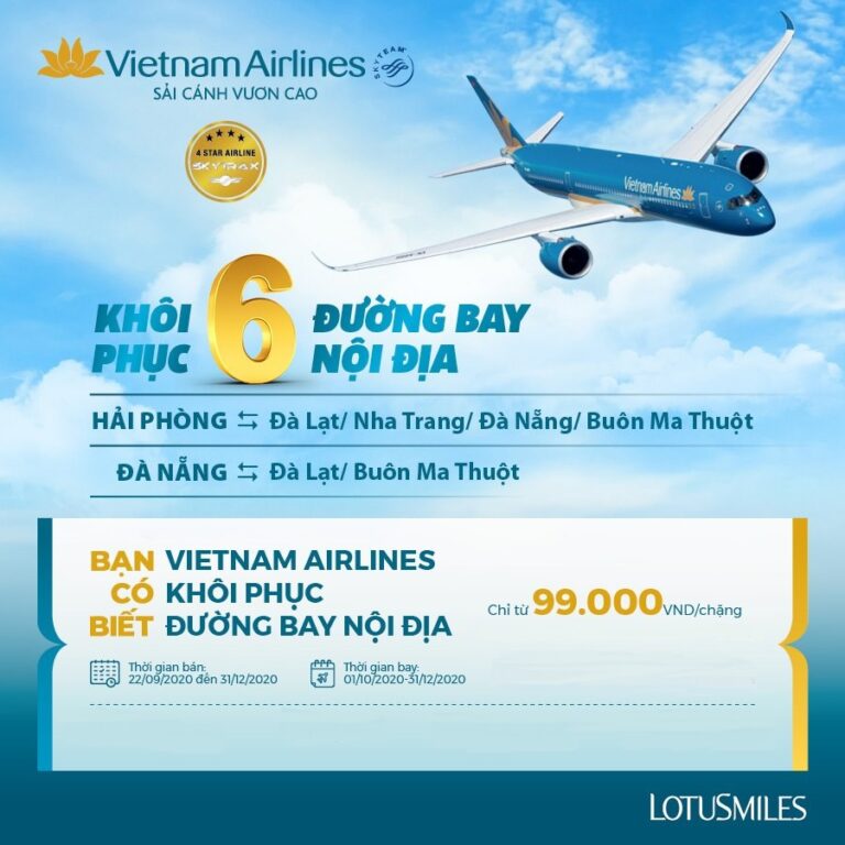 VIETNAM AIRLINES KHÔI PHỤC CÁC ĐƯỜNG BAY NỘI ĐỊA TRONG THÁNG 10