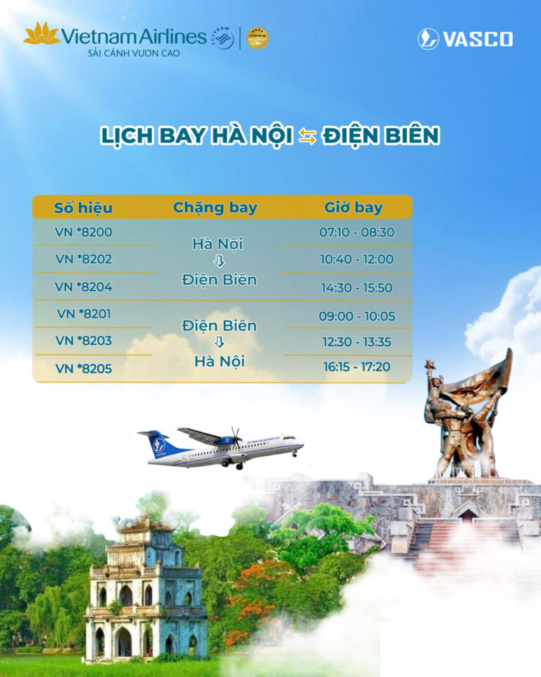 VIETNAM AIRLINES TĂNG TẦN SUẤT ĐƯỜNG BAY HÀ NỘI (HAN) – ĐIỆN BIÊN (DIN) LÊN 03 CHUYẾN/NGÀY TỪ 01/05/2021 🔥🔥🔥