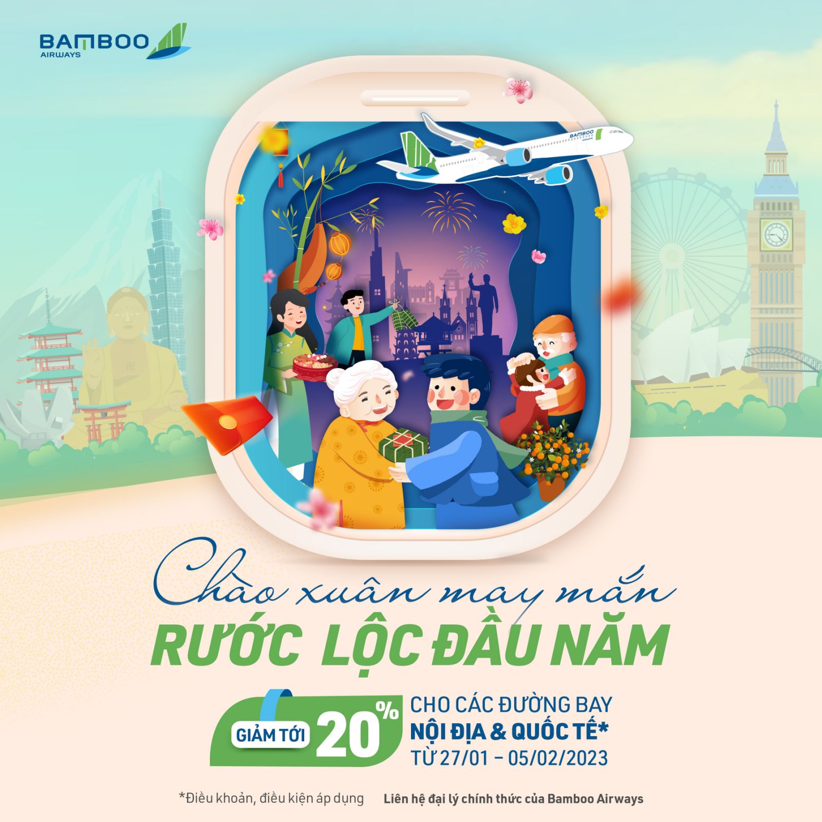 MỪNG NĂM QUÝ MÃO, NGAO DU BỐN PHƯƠNG CÙNG BAMBOO AIRWAYS